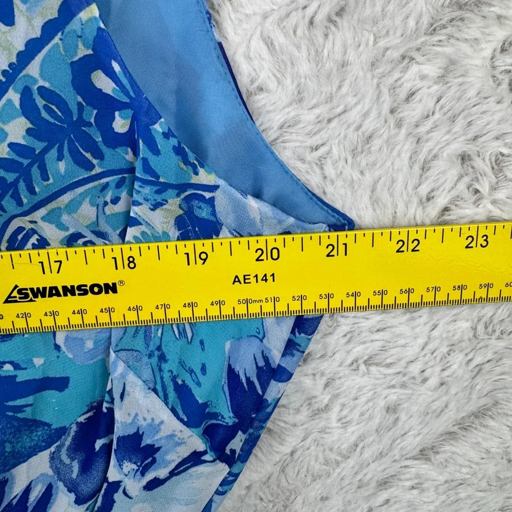 Black‎ Label by Evan Picone Midi Dress Size 16 Women's Blue Floral Fairy